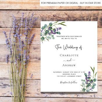 budget eucalyptus lavender wedding invitation