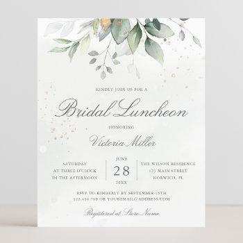 Small Budget Eucalyptus Leaves Baby Luncheon Invite Front View