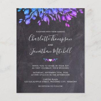 Small Budget Eucalyptus Slate Botanical Wedding Invite Front View