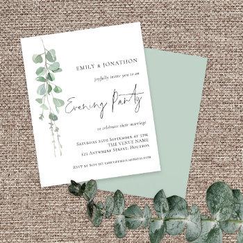 budget eucalyptus wedding evening party invitation