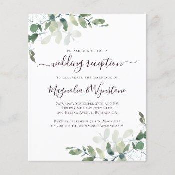 budget eucalyptus wedding reception invitation