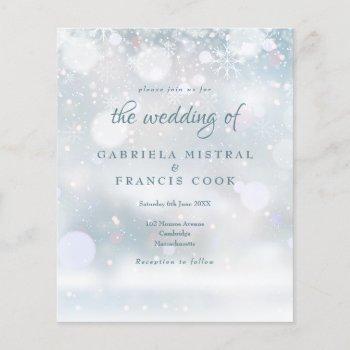 budget first snowflakes wedding invitation