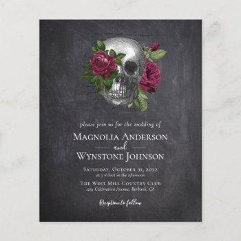 budget gothic skull floral wedding invitation
