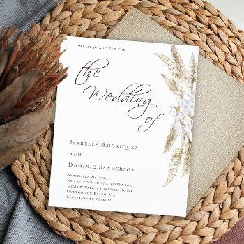 budget minimalist pampas grass wedding invitation