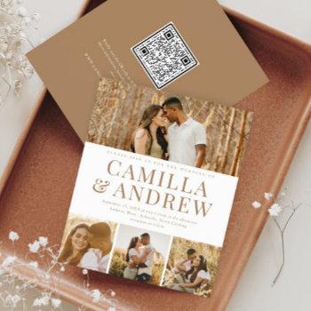 Small Budget Modern 4 Photo Qr Code Wedding Front View