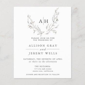 budget monogram floral wedding invitation flyer