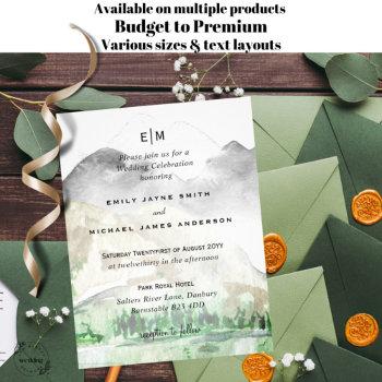 budget mountain pine trees winter wedding invite flyer