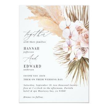 Small Budget Pampas Grass Foliage Orchid Rustic Wedding Flyer Front View
