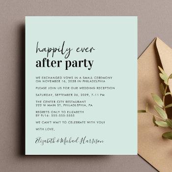 budget photo mint wedding reception invitation