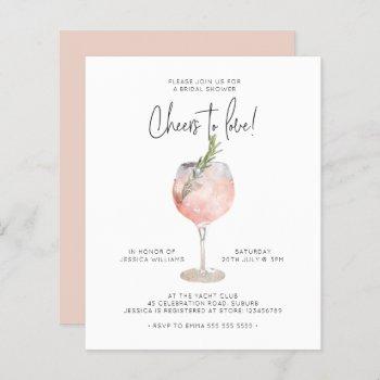 Small Budget Pink Cheers To Love Baby Shower Invite Front View