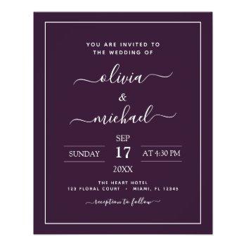 budget purple plum wedding with photo invitation f flyer