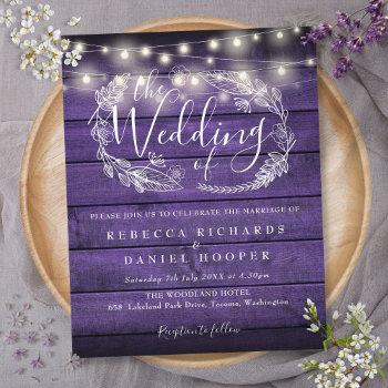 Small Budget Purple Wood String Light Wedding Front View