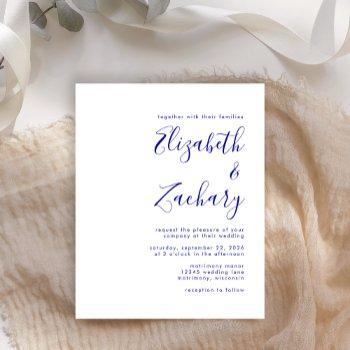 Small Budget Royal Blue Script Wedding Front View