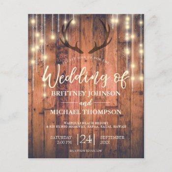 budget rustic antler string lights wedding invite