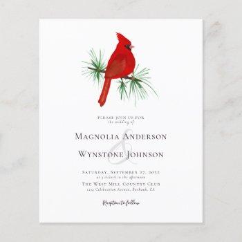 budget rustic cardinal wedding invitation