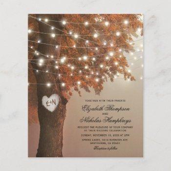 budget rustic fall heart tree wedding invitation