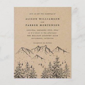 budget rustic hand-drawn mountains & trees wedding