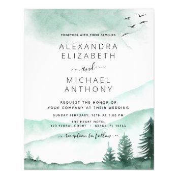 budget rustic mountains forest wedding invitation flyer