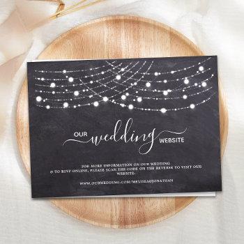 Small Budget Rustic String Lights Wedding Qr Code Rsvp Note Front View