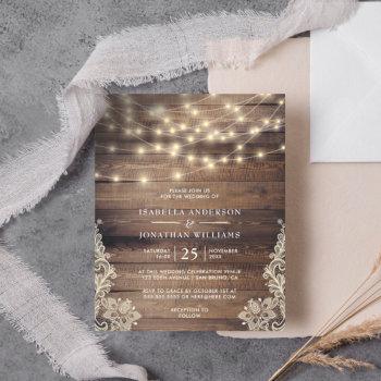 budget rustic wood, string lights & lace wedding