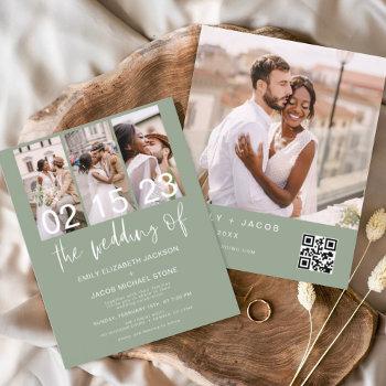 Small Budget Sage Green Qr Code Wedding Front View