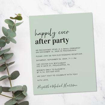 budget sage green wedding reception invitation