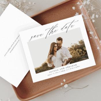 Small Budget Script Photo Save The Date Front View