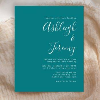 Small Budget Script Turquoise Blue Wedding Front View