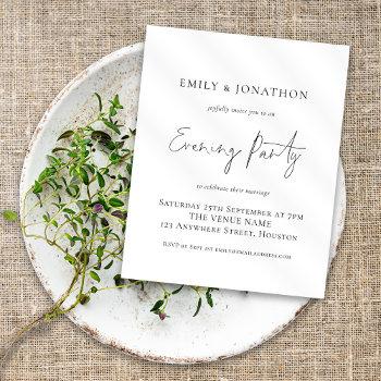 Small Budget Script Wedding Evening Party Invite Front View