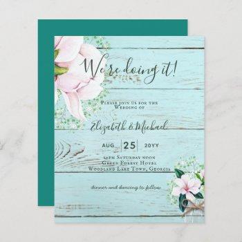 budget shabby pink magnolia chic wedding invite