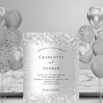 budget silver glitter sparkles wedding invitation