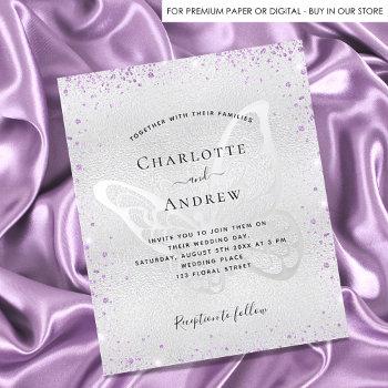 Small Budget Silver Purple Glitter Butterfly Wedding Front View