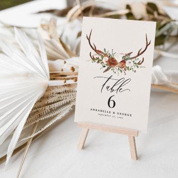 Small Budget Stag Terracotta Rustic Elegant Table Number Front View