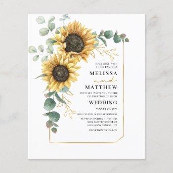 budget sunflower eucalyptus wedding invitation