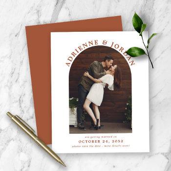 budget terracotta arch photo save the date