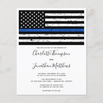 budget thin blue line police wedding invitation