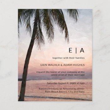 budget tropical destination beach wedding invite