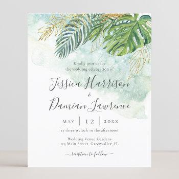 Small Budget Tropical Leaves Green Gold Foliage Wedding Front View