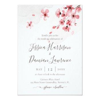 Small Budget Watercolor Floral Cherry Blossom Wedding Front View