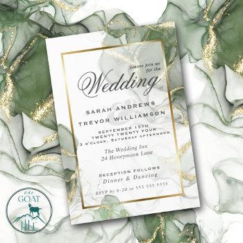 Small Budget Wedding Gold Muted Sage Green Ink Front View