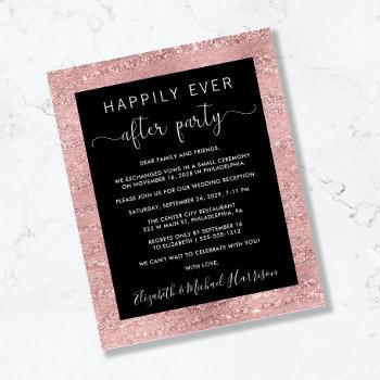 budget wedding happily ever after rose gold invite