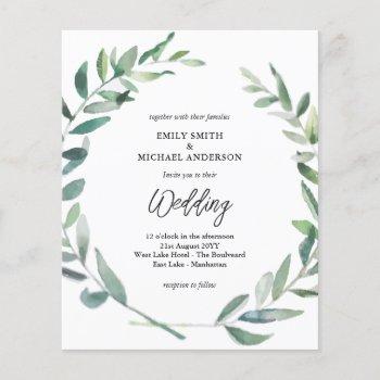 Small Budget Wedding  Modern Olive Leaves Front View