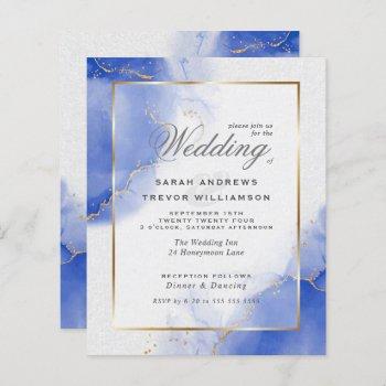 budget wedding royal blue gold abstract marble inv
