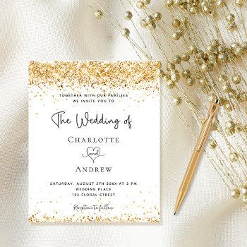 budget wedding white gold glitter invitation