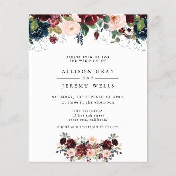 budget winter floral wedding invitation flyer