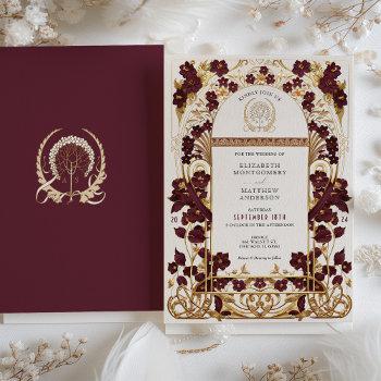 Small Burgundy & Antique Gold Floral Wedding Front View