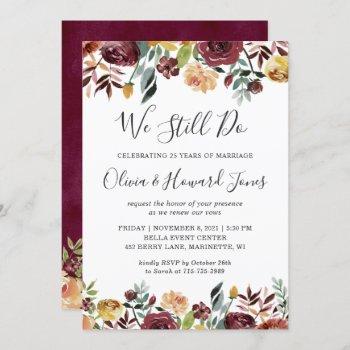 Small Burgundy Bloom Floral We Still Do Vow Renewal Front View