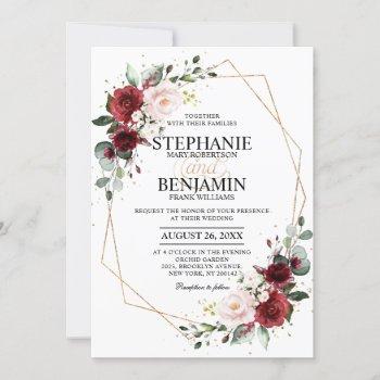 Small Burgundy Blush Floral Geometric Wedding Front View