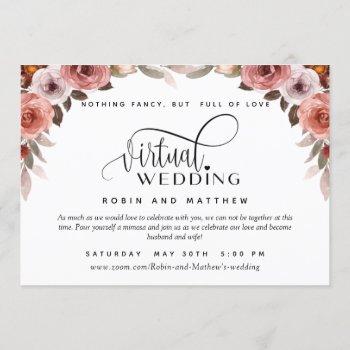 burgundy blush floral, online virtual wedding invitation