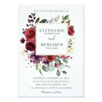 Small Burgundy Blush Watercolor Floral Wedding Front View